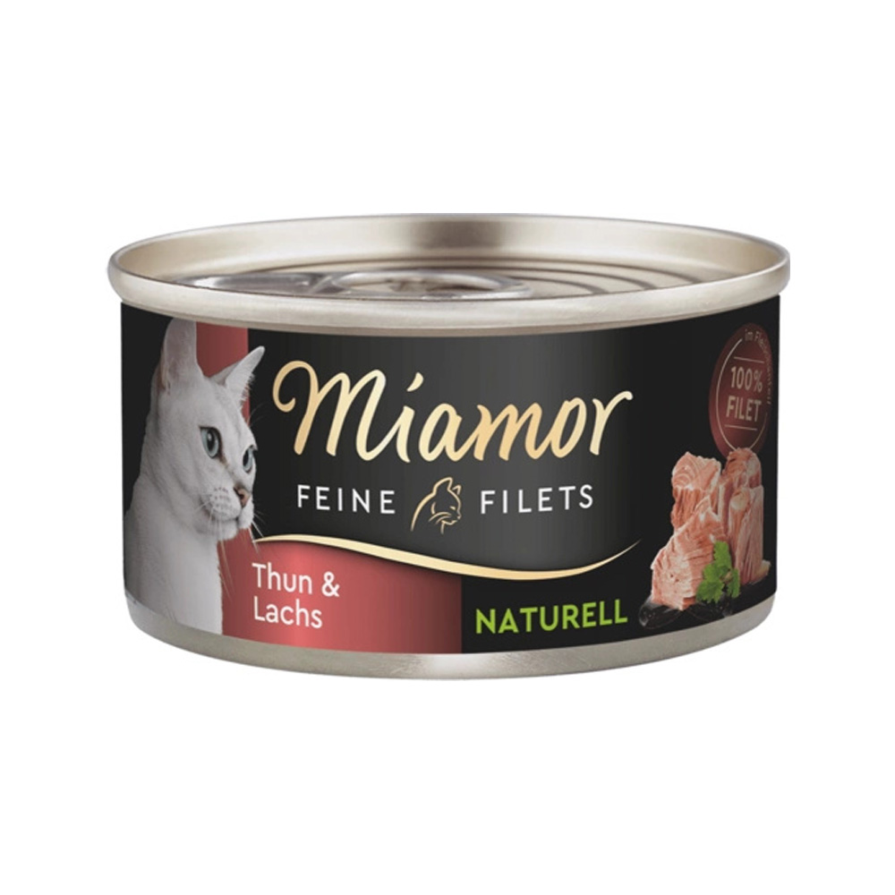 MIAMOR Feine Filets Naturelle Tuńczyk Łosoś w Sosie 80g Karma dla Kotów